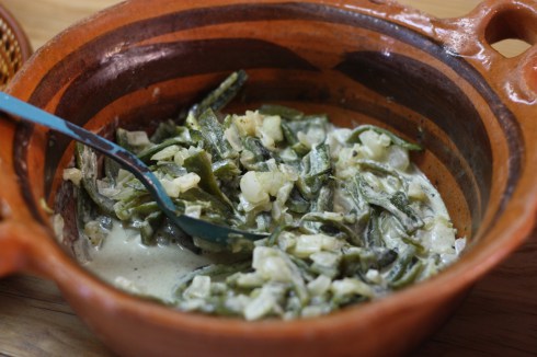 Rajas con crema, which we made in the salsa class